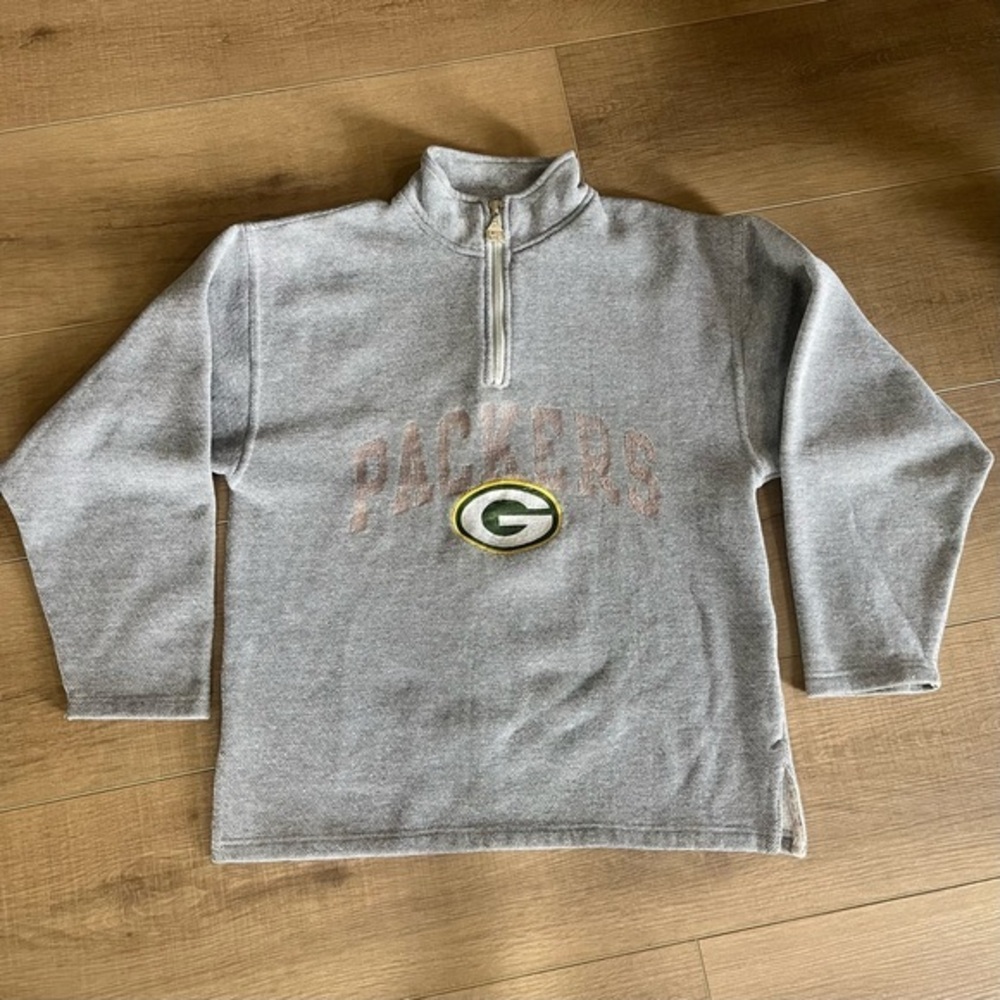 Vintage Pro Player Green Bay Packers 1/4 Zip‎ Sweatshirt Size Large L Fleece